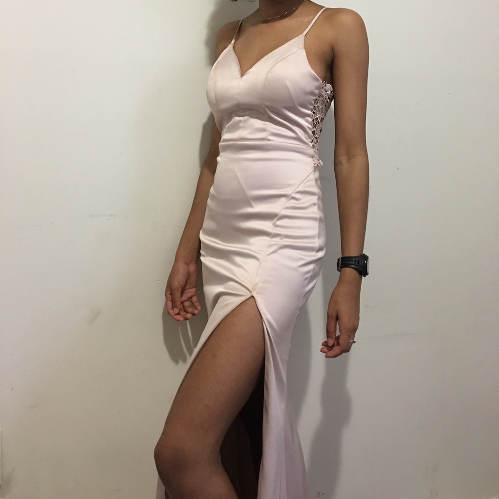 Ink satin prom dress